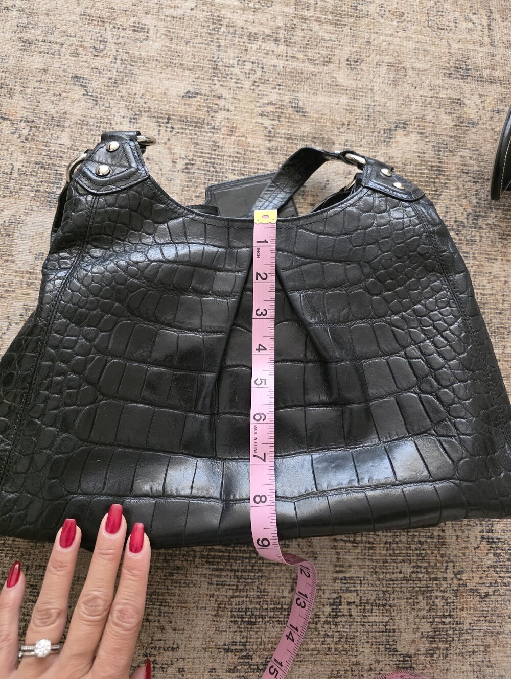 💞TAKING TO CONSIGNMENT💞Coach Black Croc-Embossed Leather Shoulder Bag - Picture 14 of 15